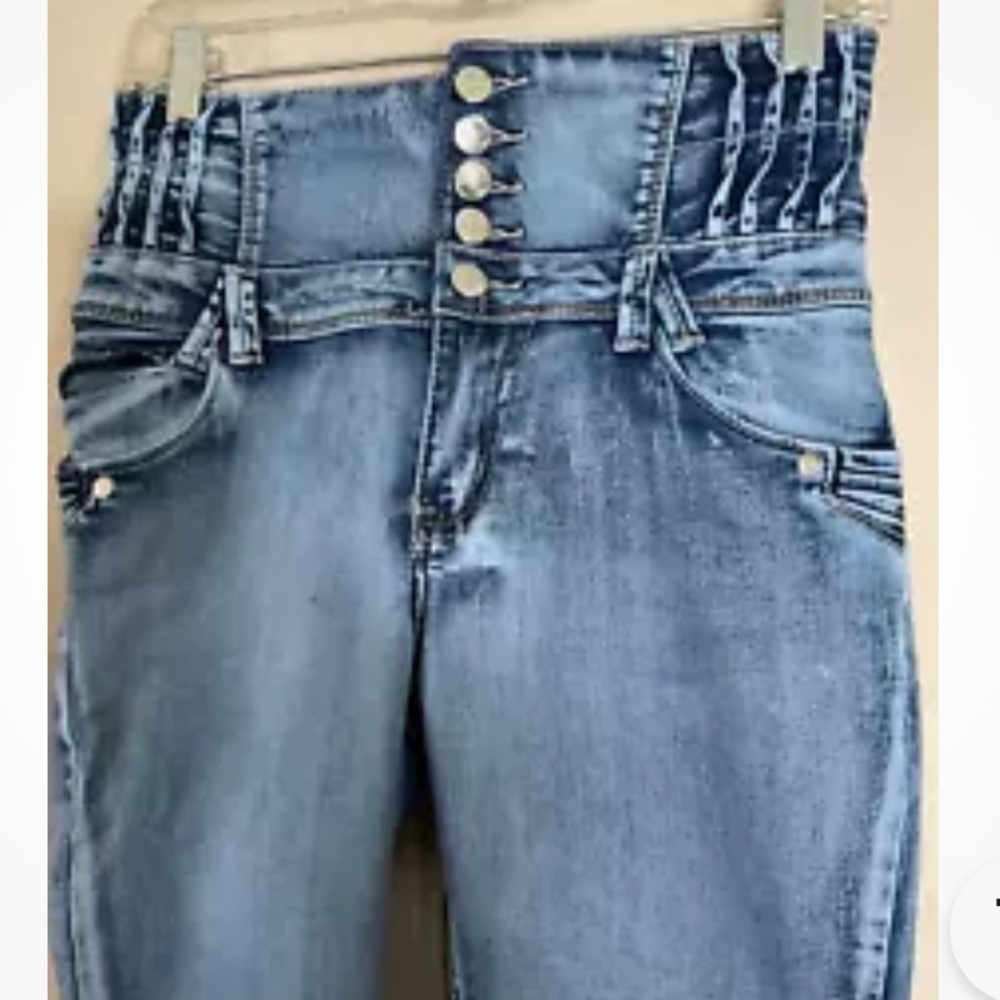 Up River blue chambray wash skinny jeans details booty ridges size 7 - Picture 13 of 16